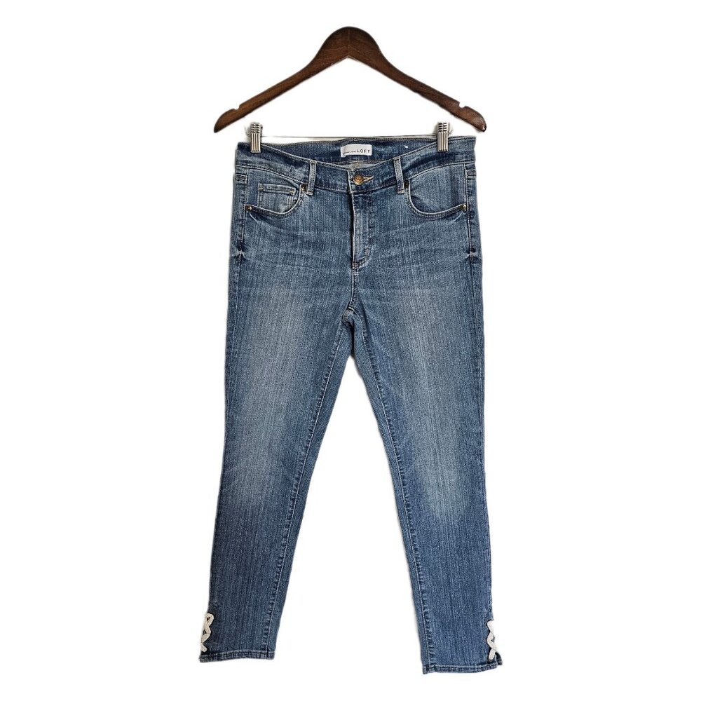 Loft mid rise ankle skinny blue jeans size 28 NWT